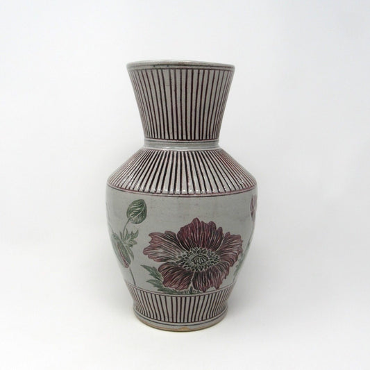 Large Carved Poppy Statement Vase