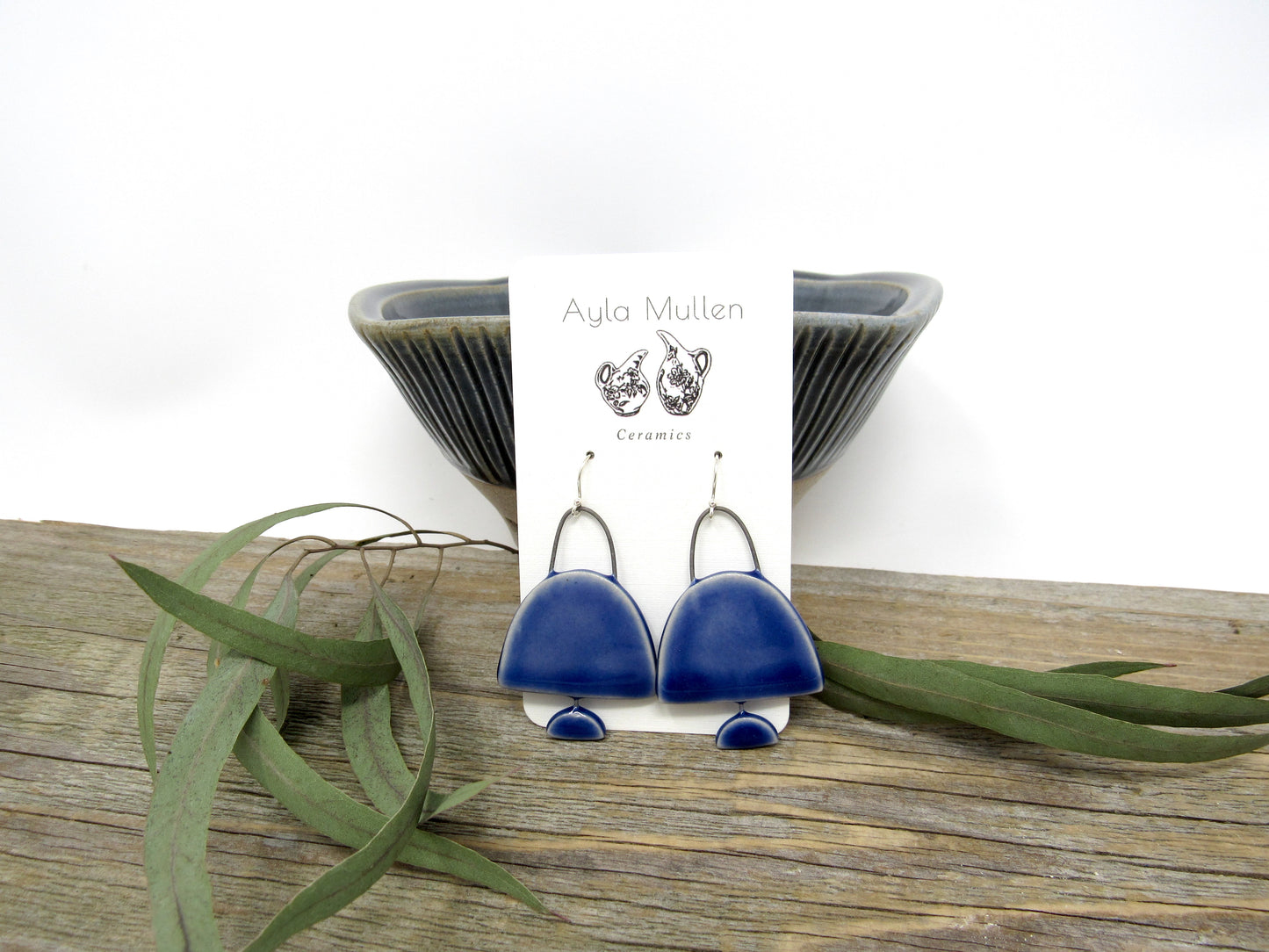 Cobalt Modernist Earrings, Sterling Silver
