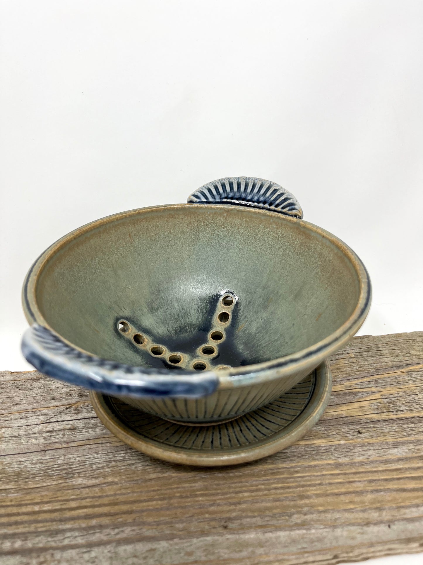 Berry Bowl with Pinched Handles, Blue Ridge Glaze