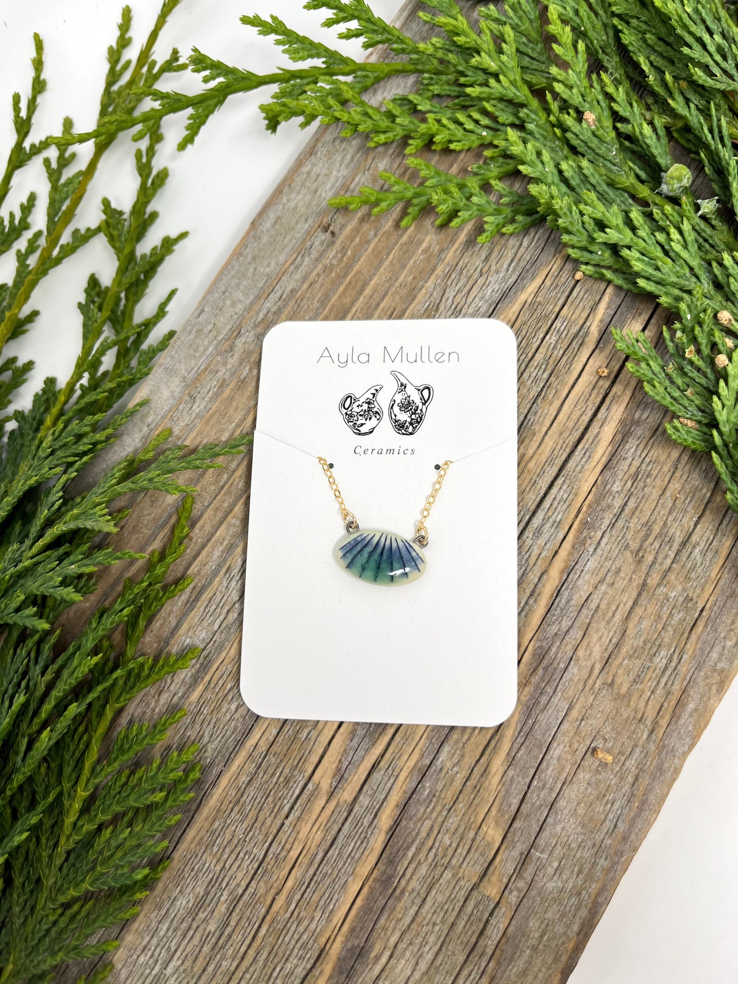 Art Deco Arch Pendant in Blue and Green