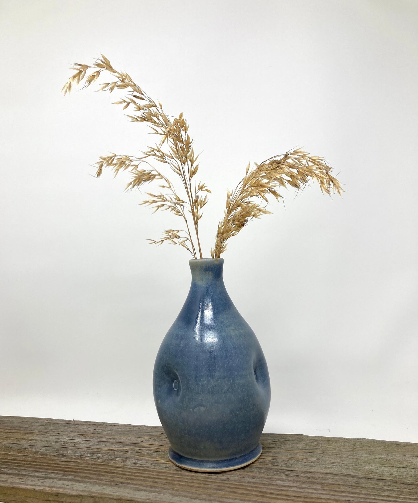 Dimpled Bottle Vase in Blue-Bronze glaze