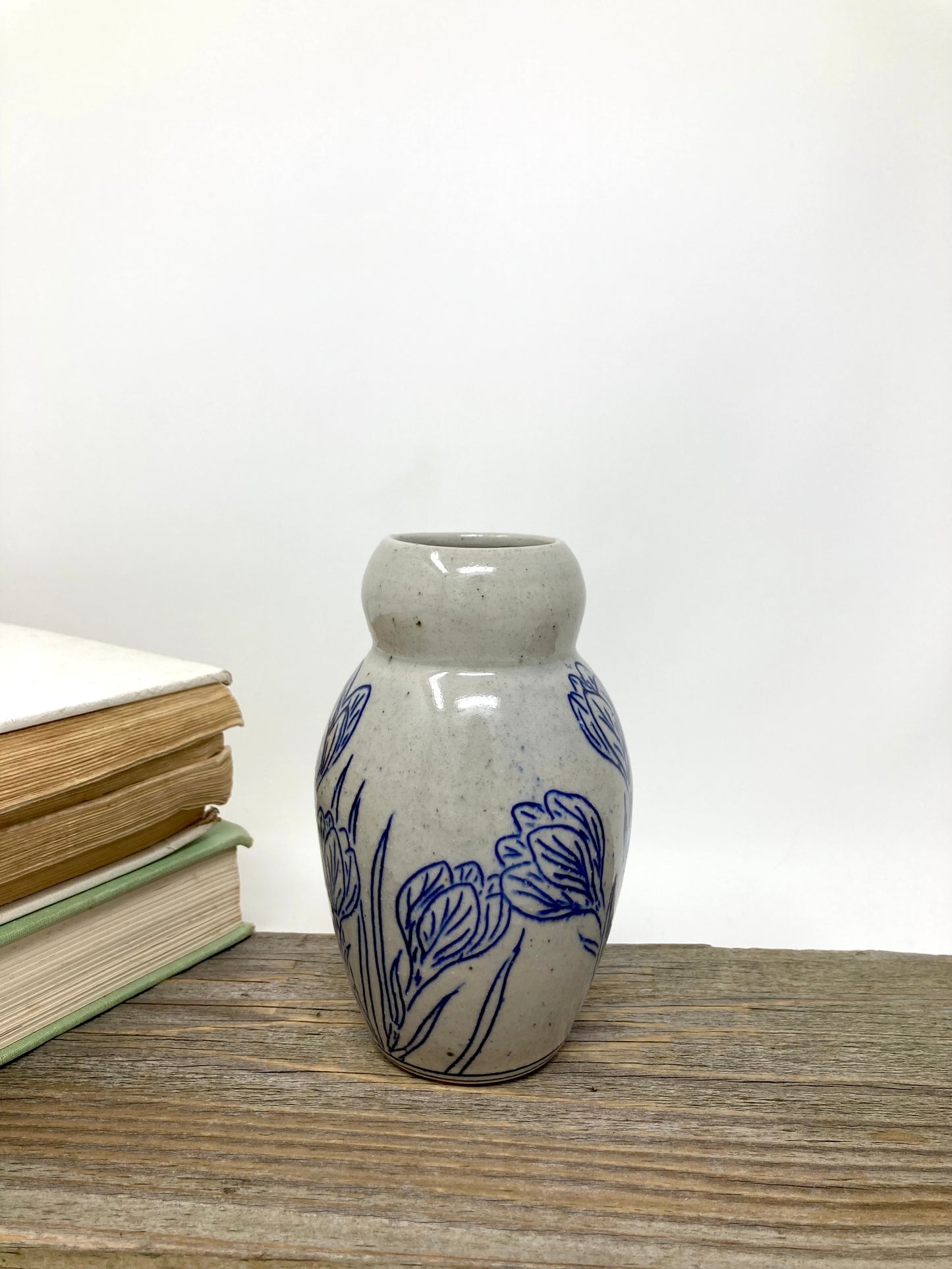 Crocus Flower Bud Vase in Blue and Gray #1