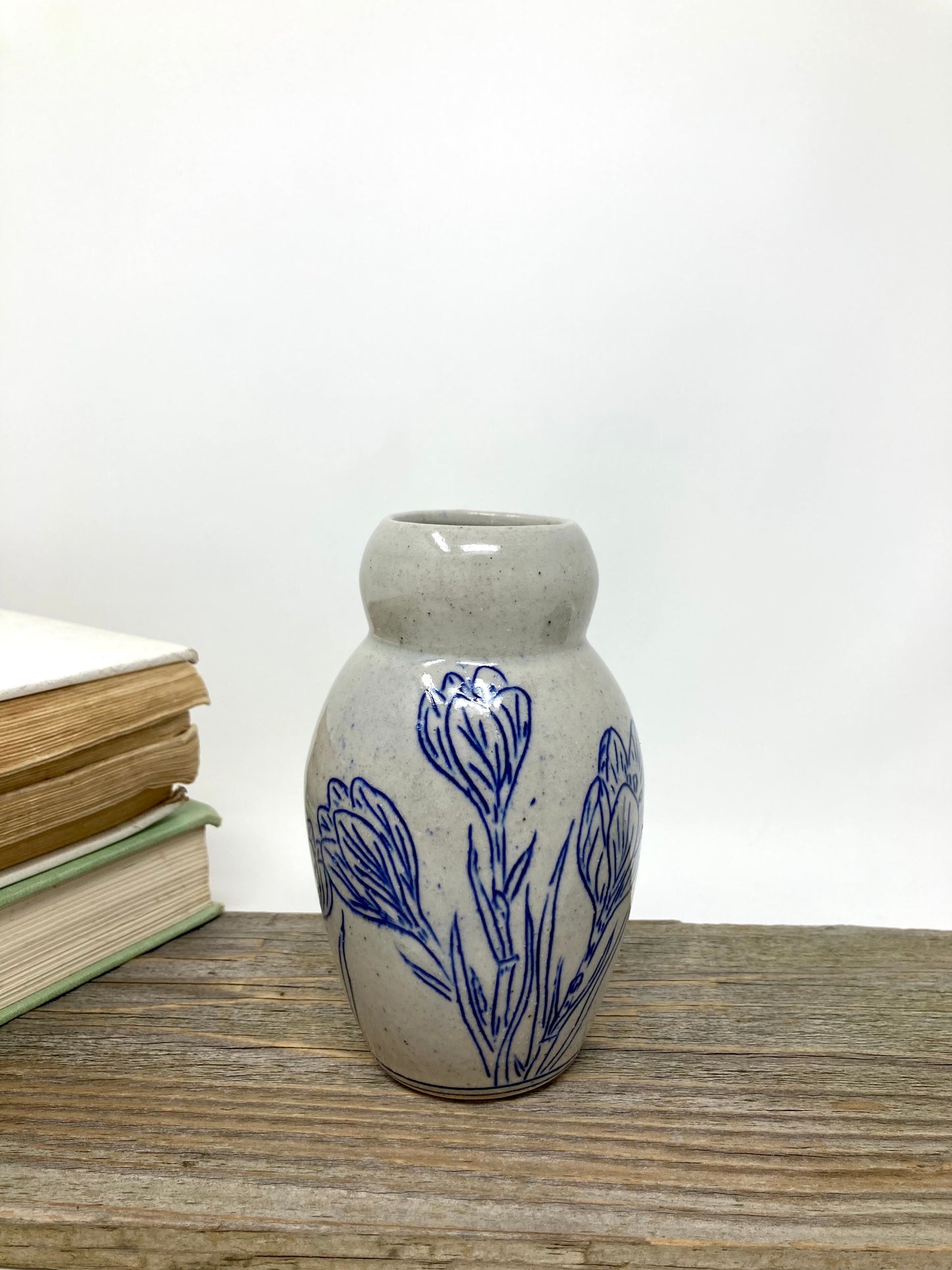 Crocus Flower Bud Vase in Blue and Gray #1