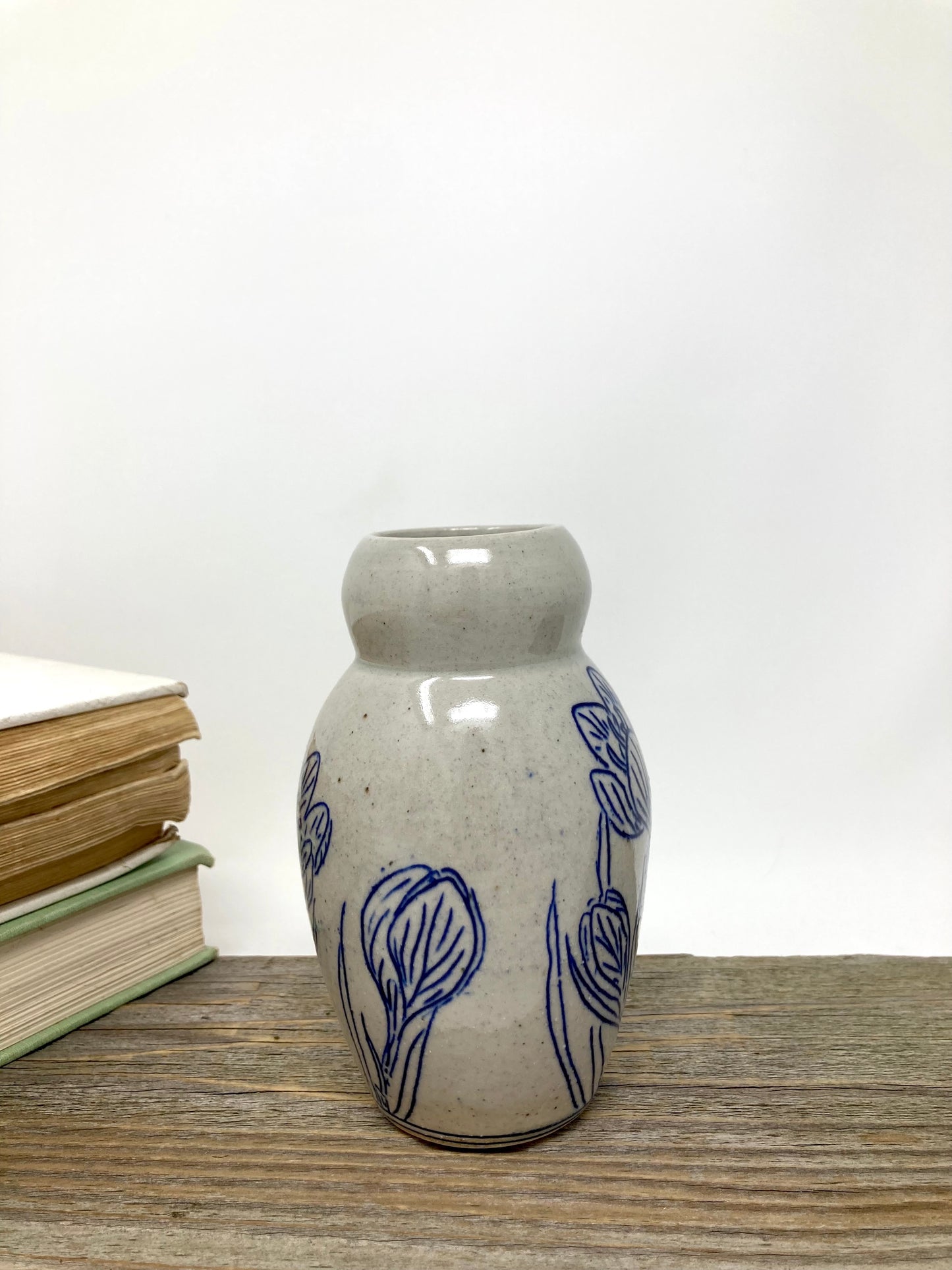 Crocus Flower Bud Vase in Blue and Gray #1