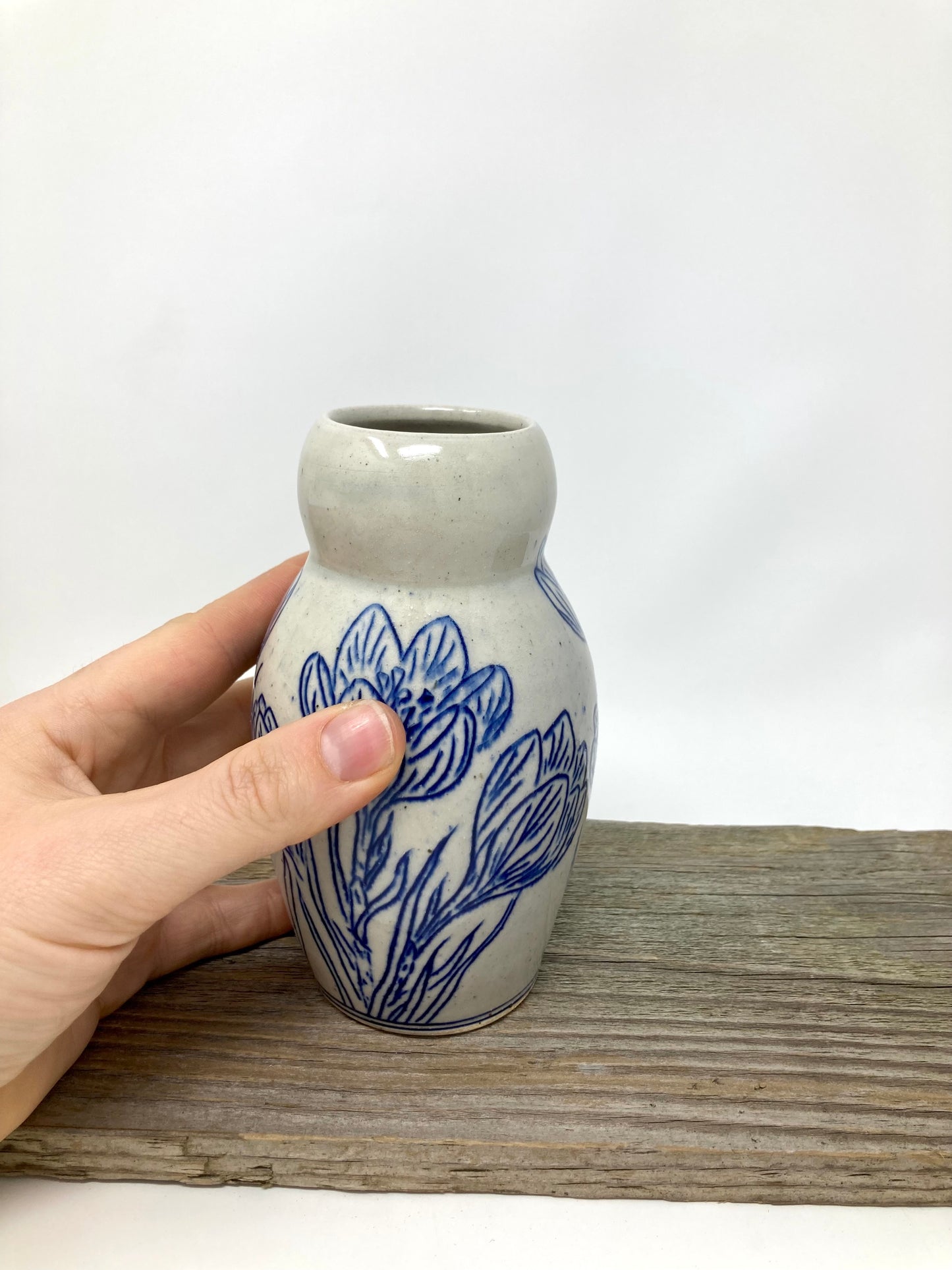 Crocus Flower Bud Vase in Blue and Gray #2