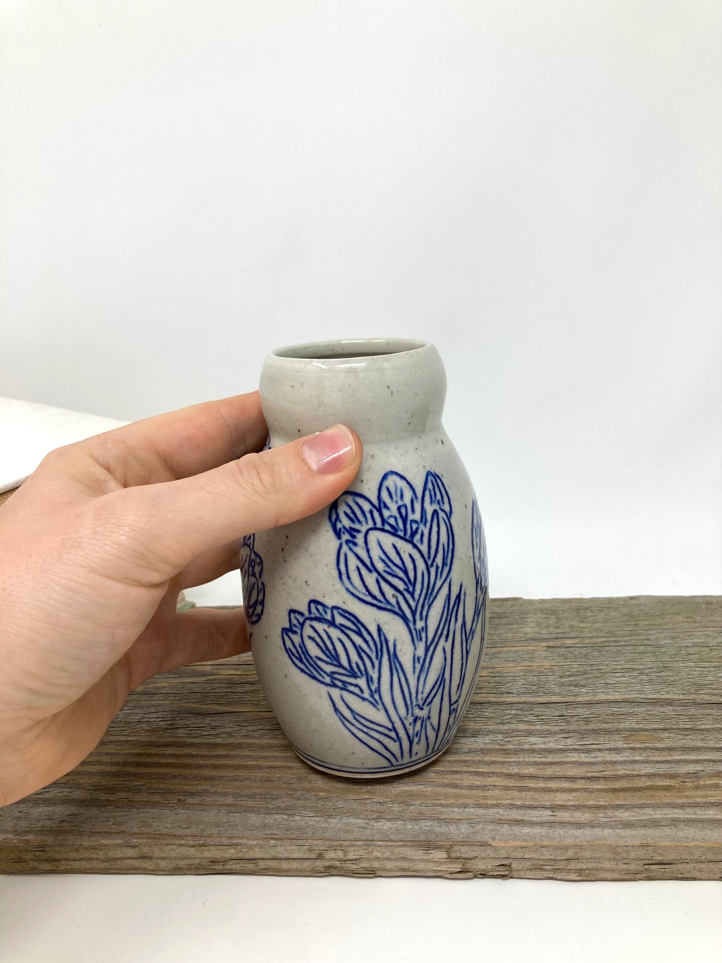 Crocus Flower Bud Vase in Blue and Gray #4