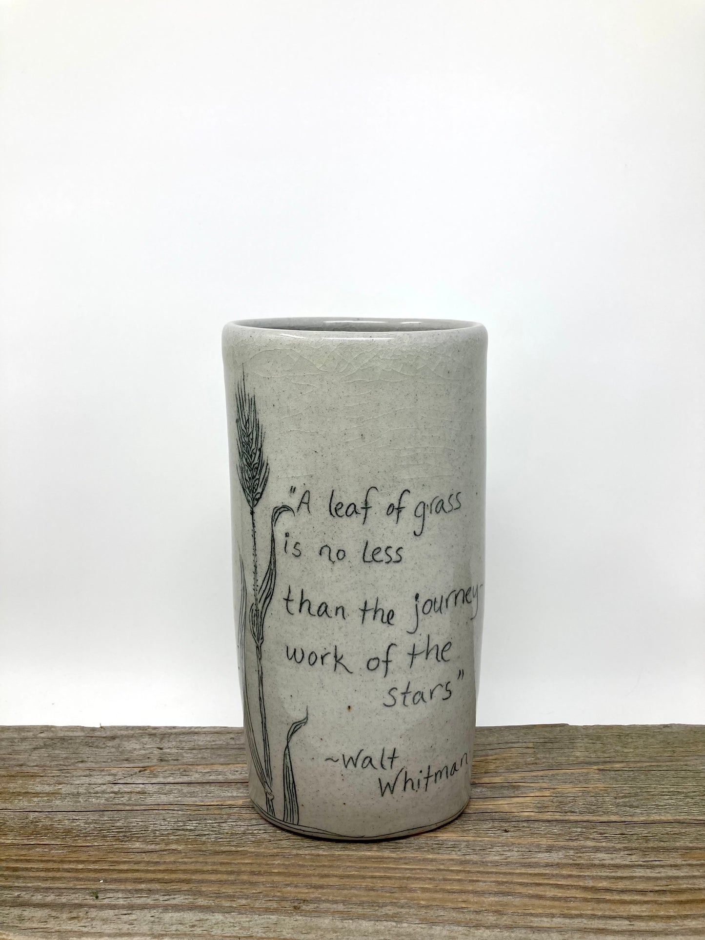 "A Leaf Of Grass" Wild Wheat Poetry Vase