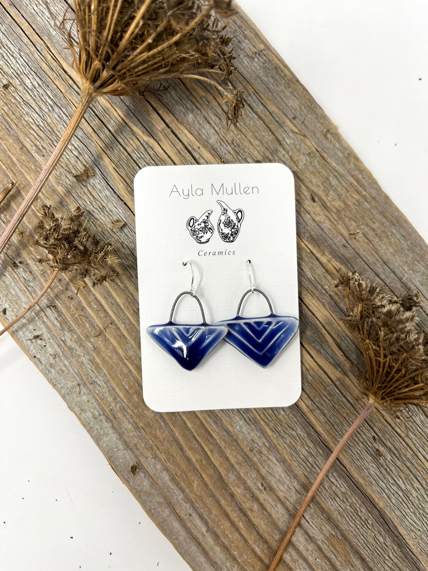 Small Cobalt Triangle Earrings