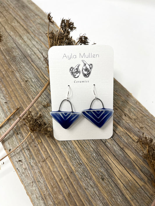 Small Cobalt Triangle Earrings