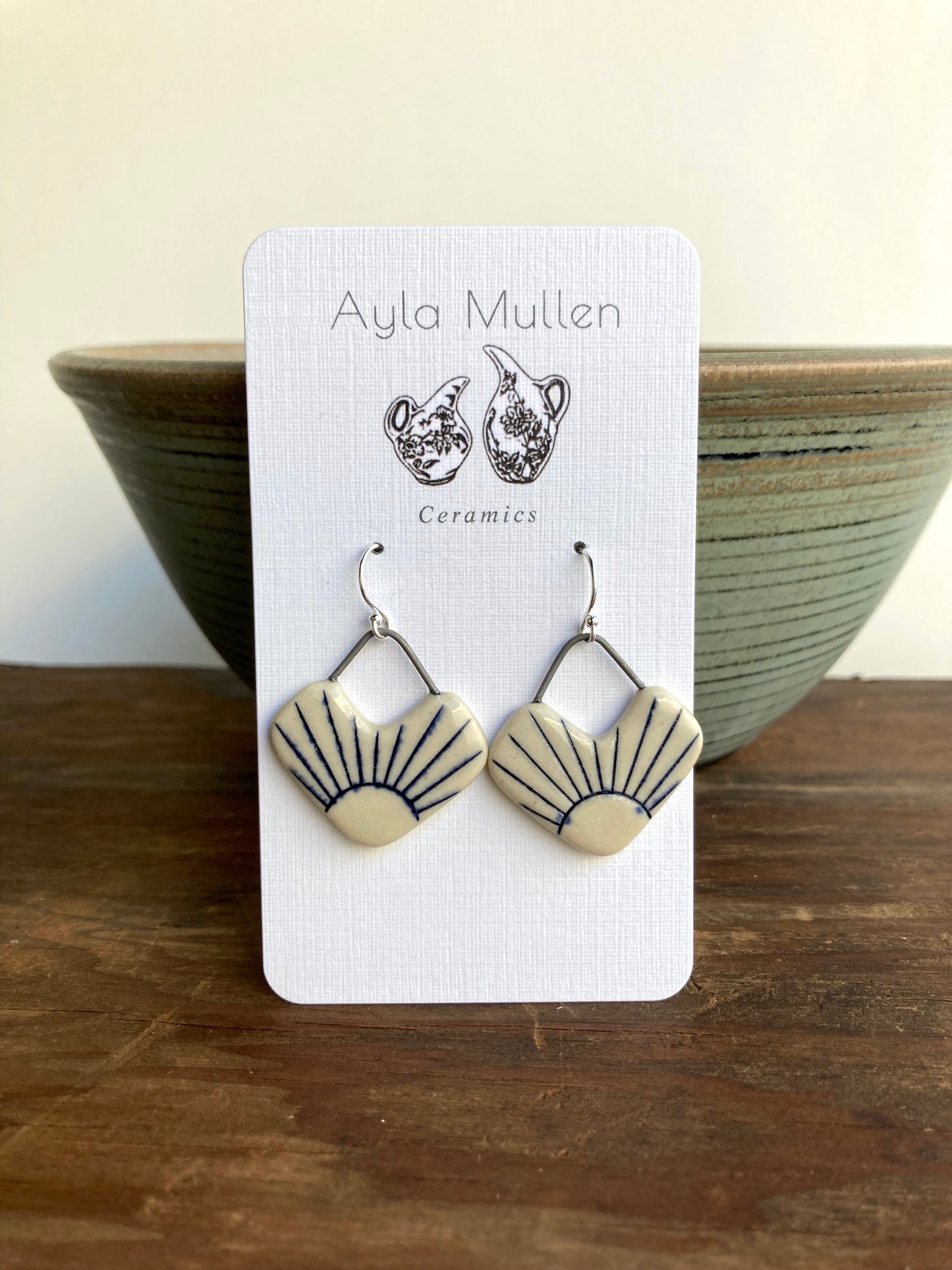 Geometric Sunburst Earrings, Sterling Silver
