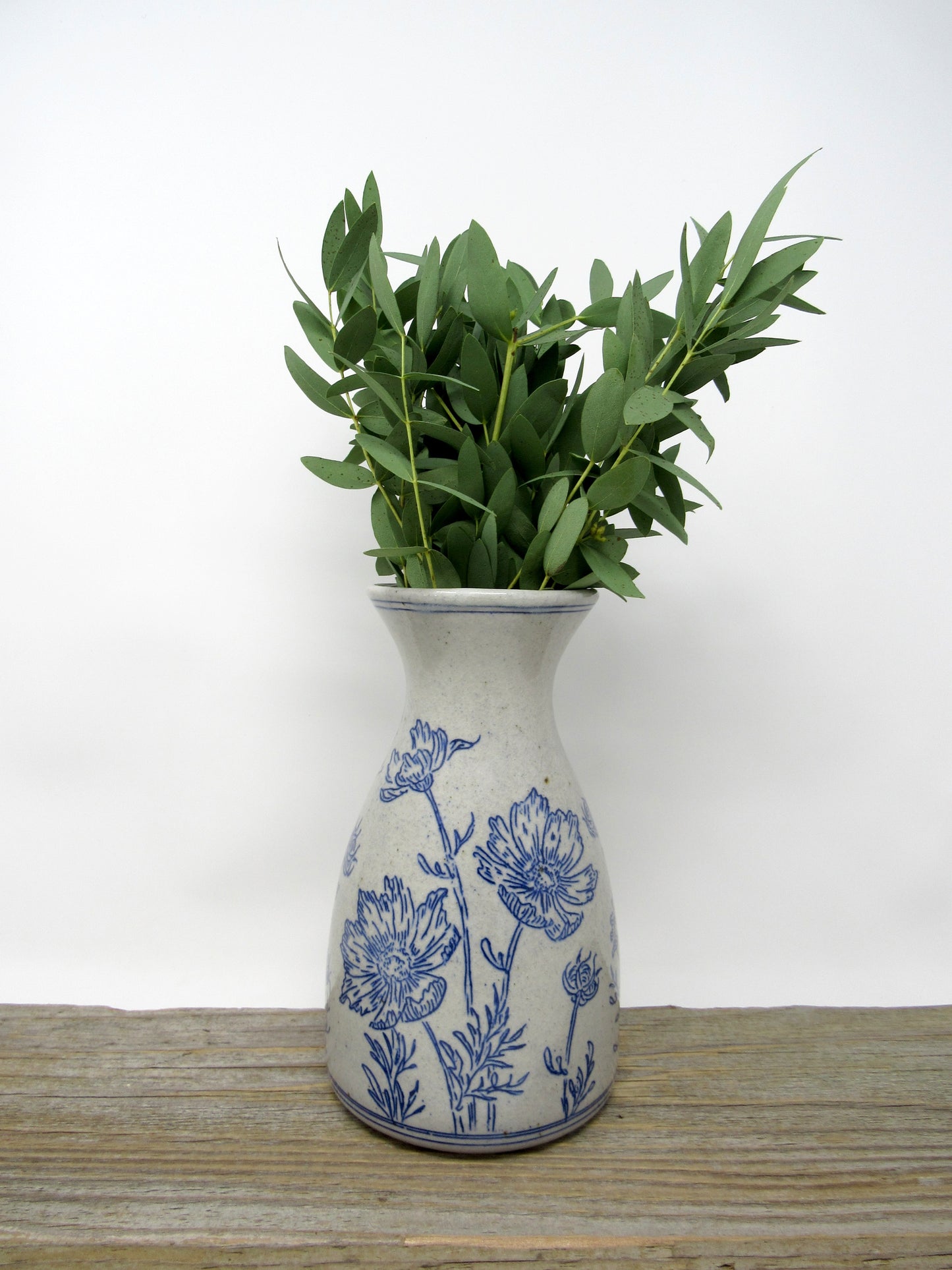 Inlaid Wildflower Vase in Blue and Gray **Slightly Discounted**
