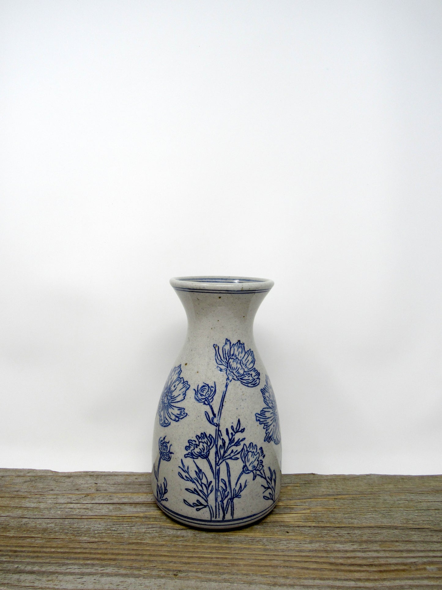 Inlaid Wildflower Vase in Blue and Gray **Slightly Discounted**
