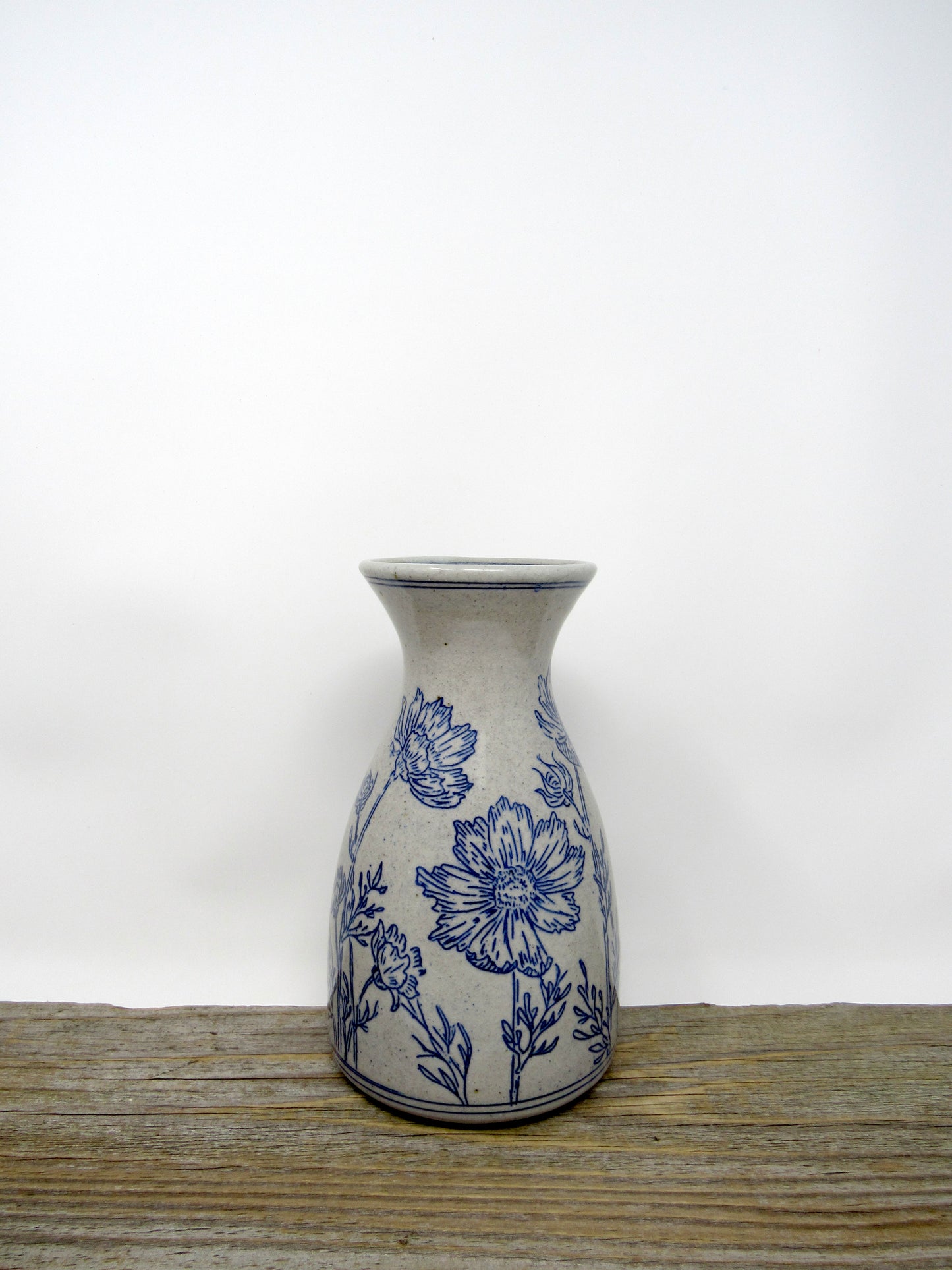 Inlaid Wildflower Vase in Blue and Gray **Slightly Discounted**