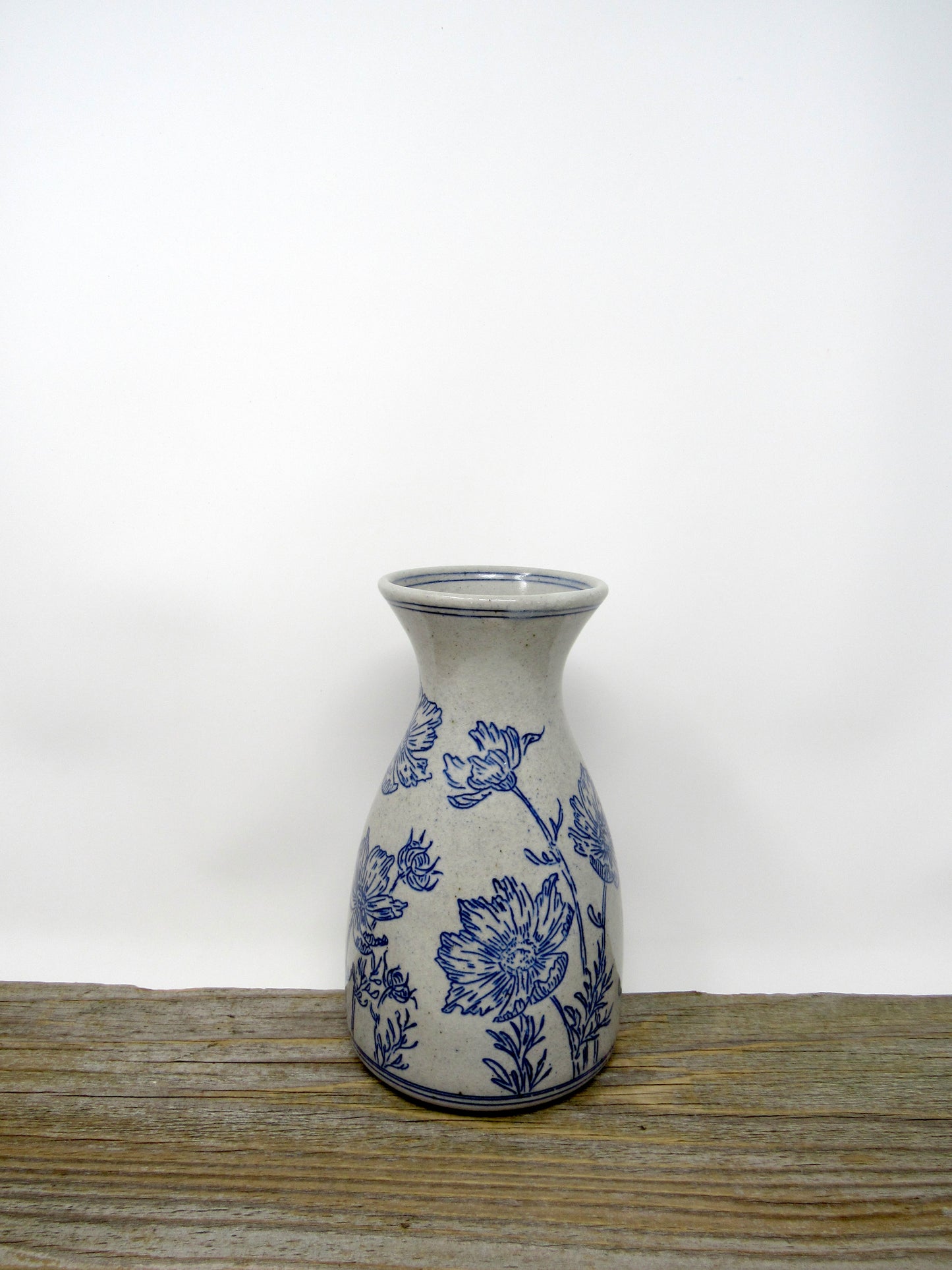 Inlaid Wildflower Vase in Blue and Gray **Slightly Discounted**