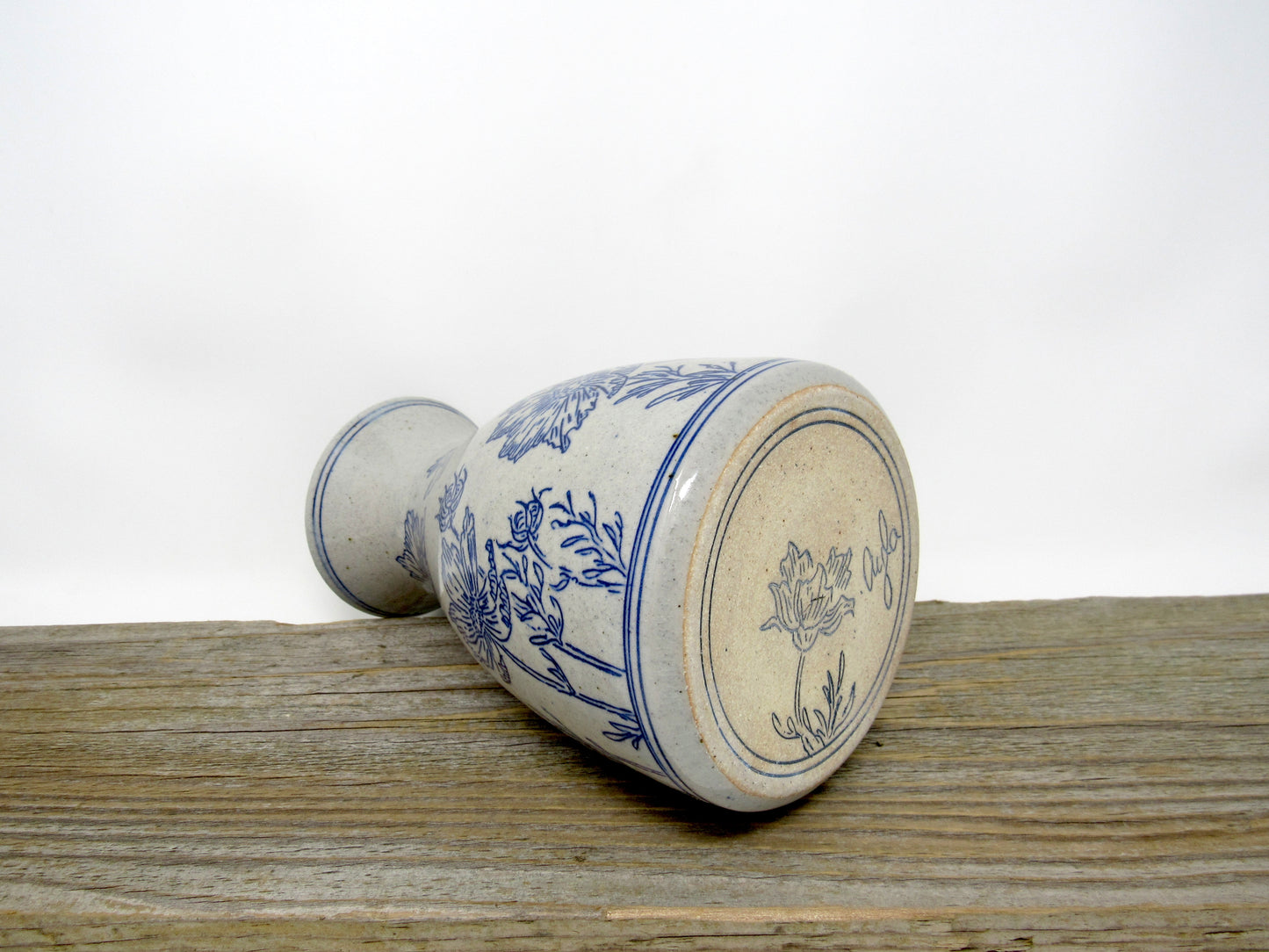 Inlaid Wildflower Vase in Blue and Gray **Slightly Discounted**