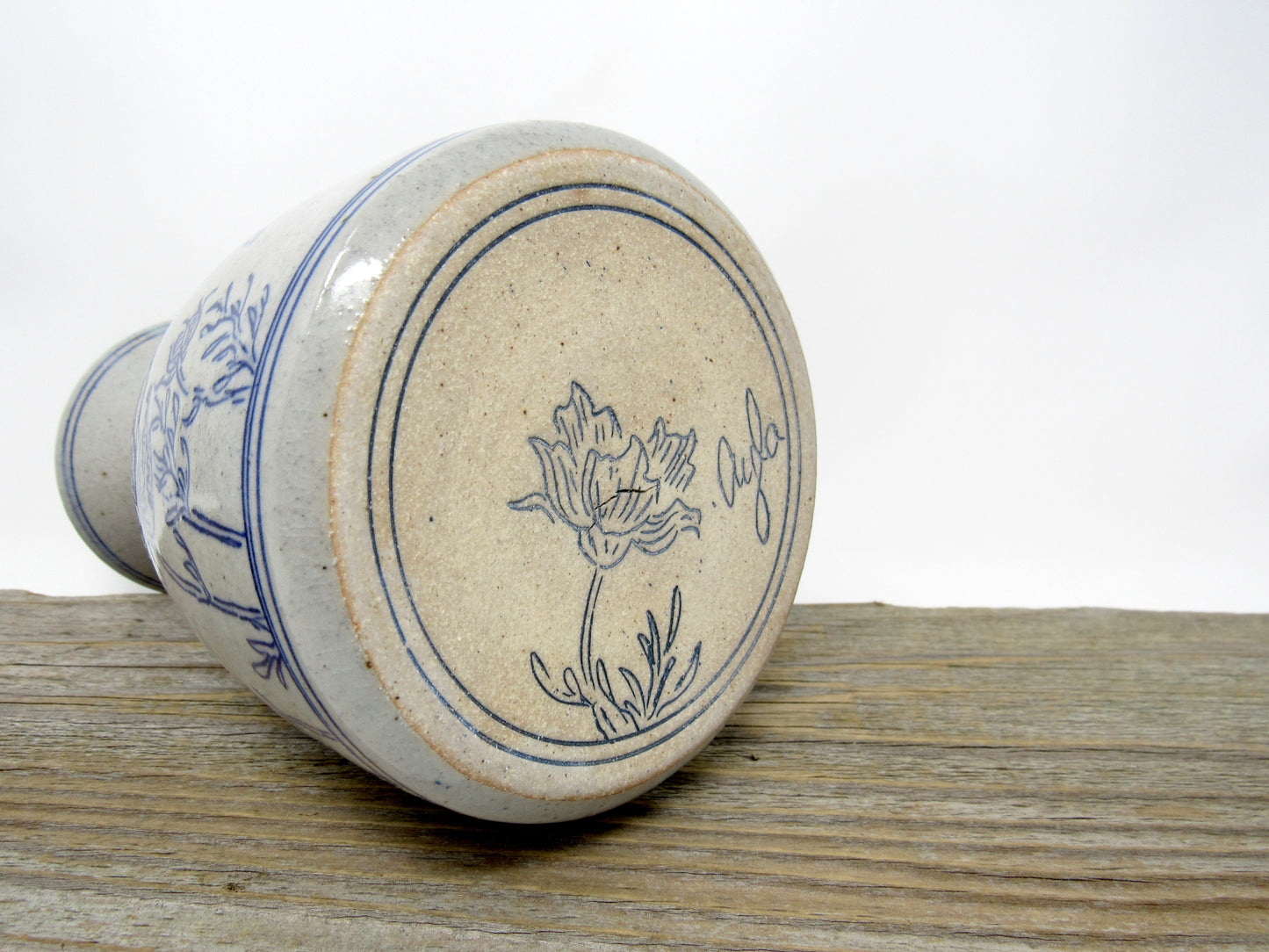 Inlaid Wildflower Vase in Blue and Gray **Slightly Discounted**