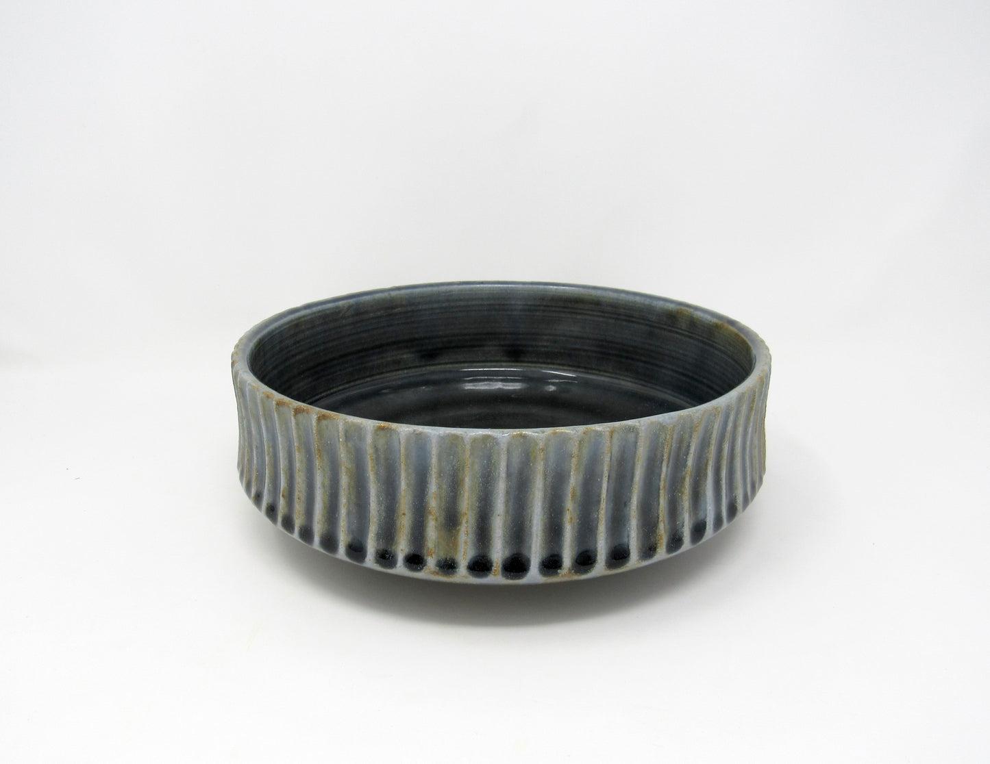 Fluted Serving Bowl in Blue-Bronze