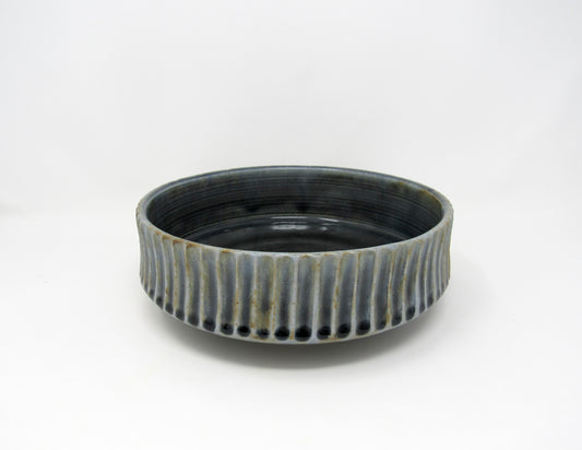 Fluted Serving Bowl in Blue-Bronze