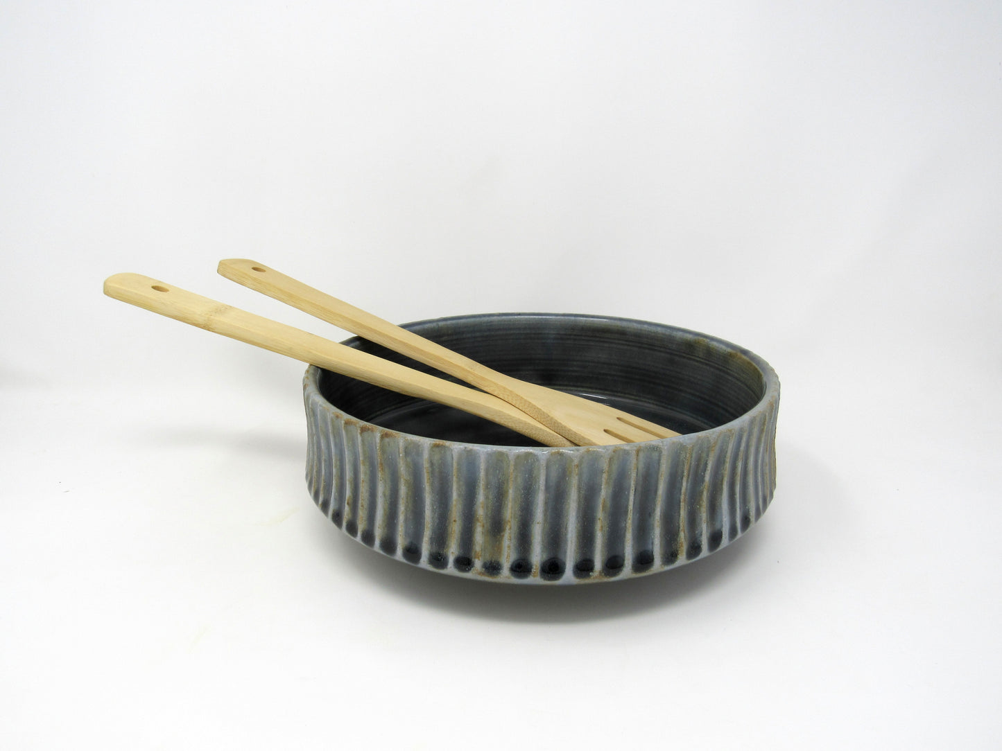 Fluted Serving Bowl in Blue-Bronze