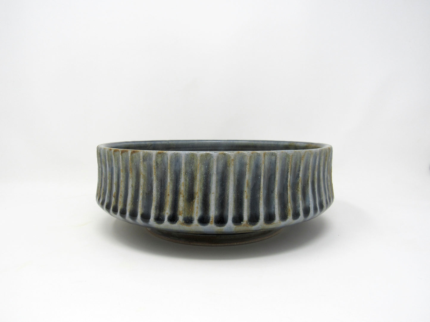Fluted Serving Bowl in Blue-Bronze