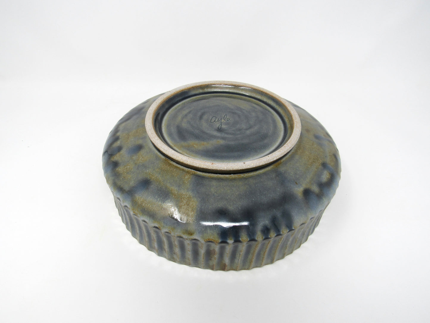 Fluted Serving Bowl in Blue-Bronze