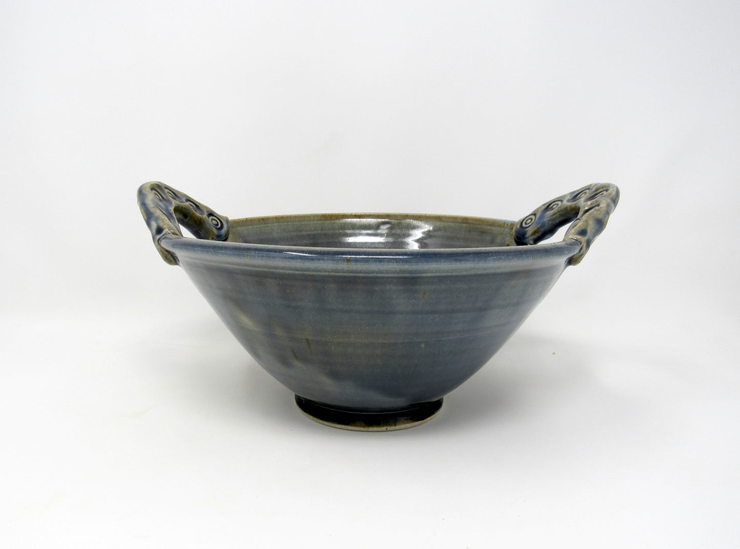 Handled Serving Bowl in Blue-Bronze