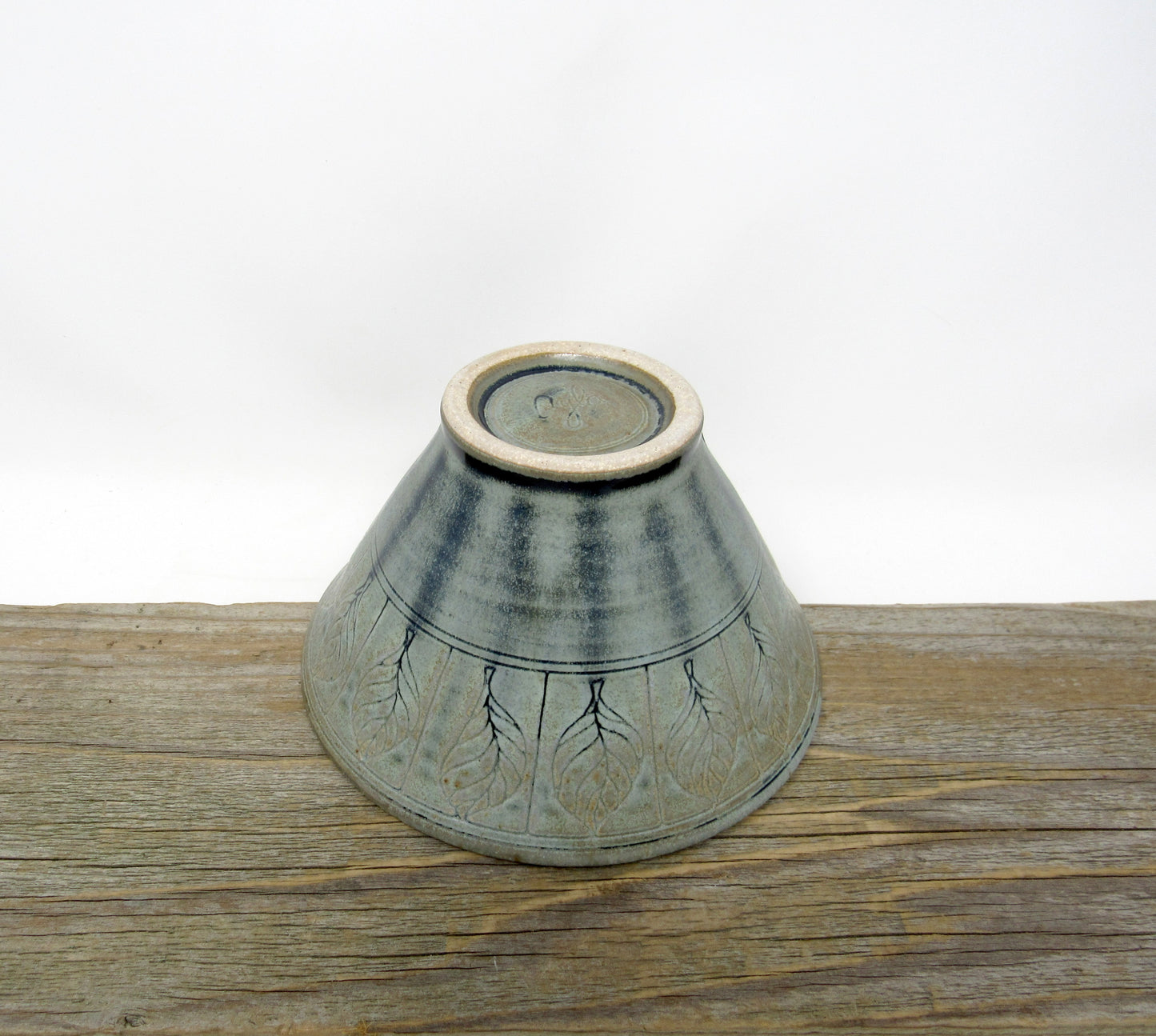 Leaf Pattern Rice Bowl in Blue Ridge