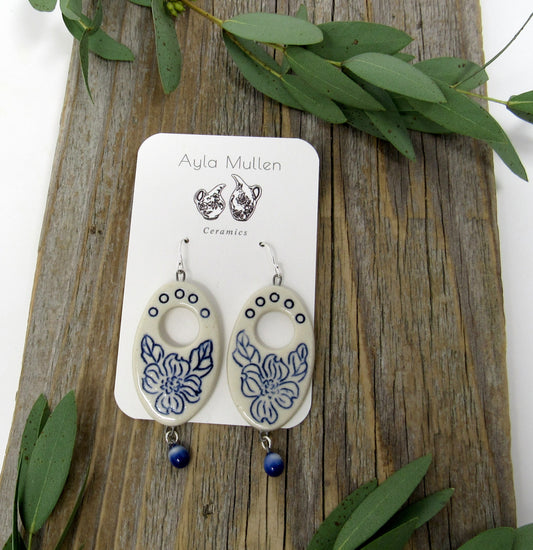 Large Cutout Dogwood Earrings with Dangles