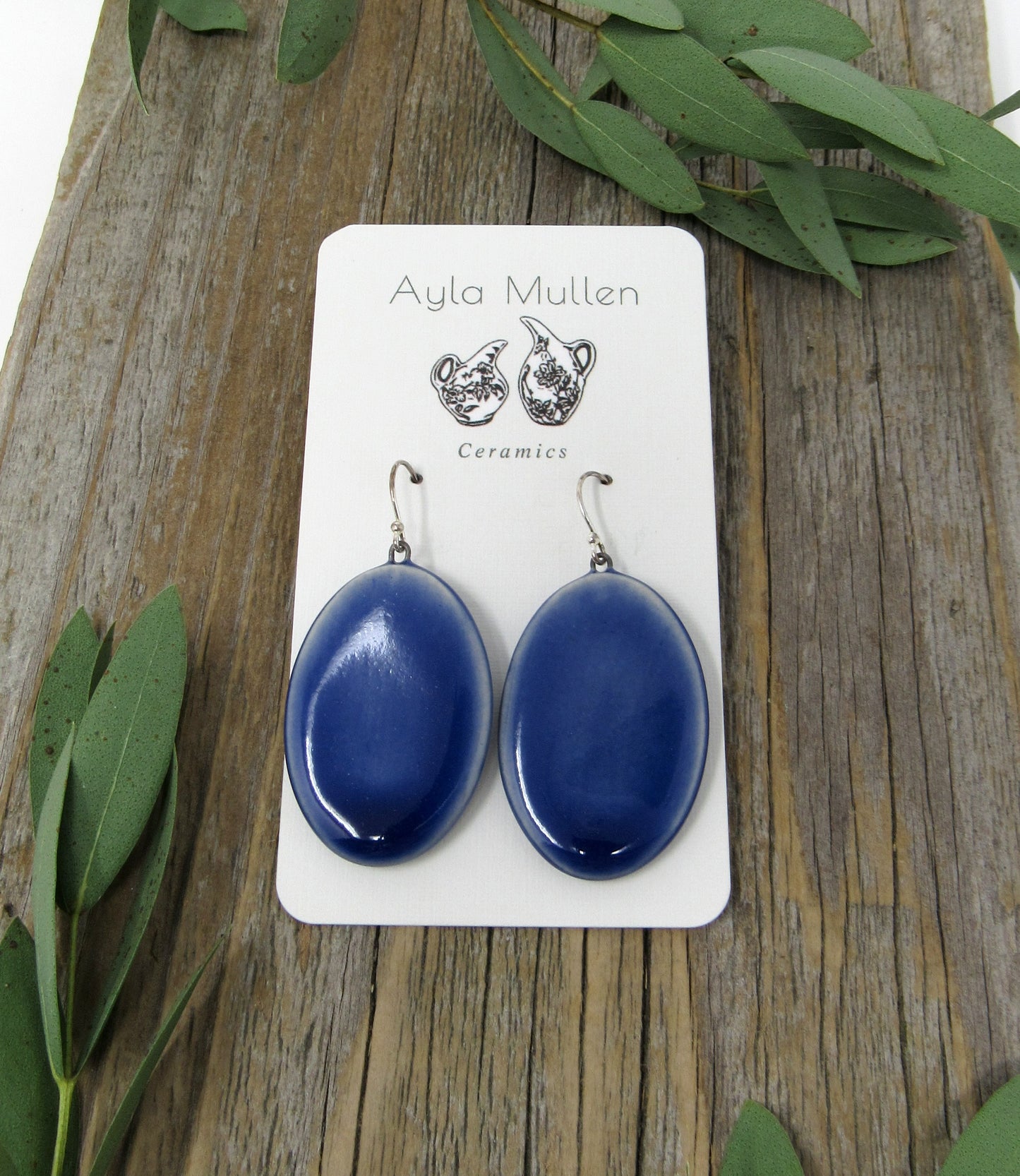 Large Oval Cobalt Earrings