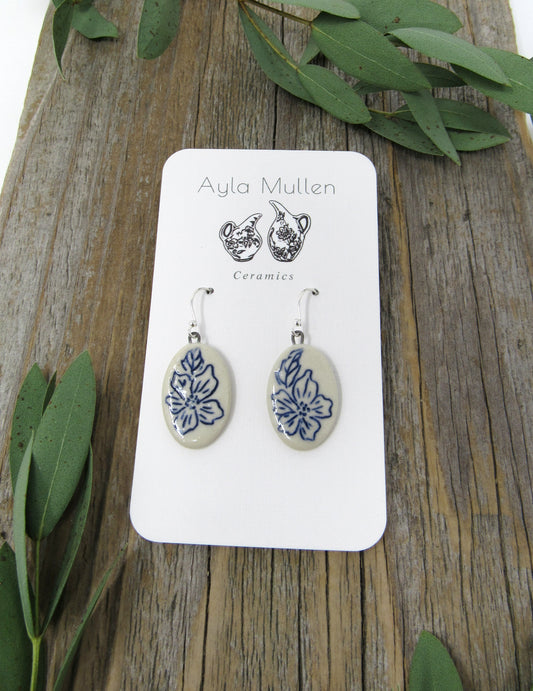 Small Oval Wild Rose Earrings