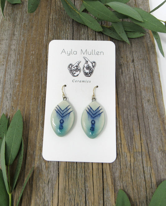 Oval Art Deco Earrings in Blue and Green