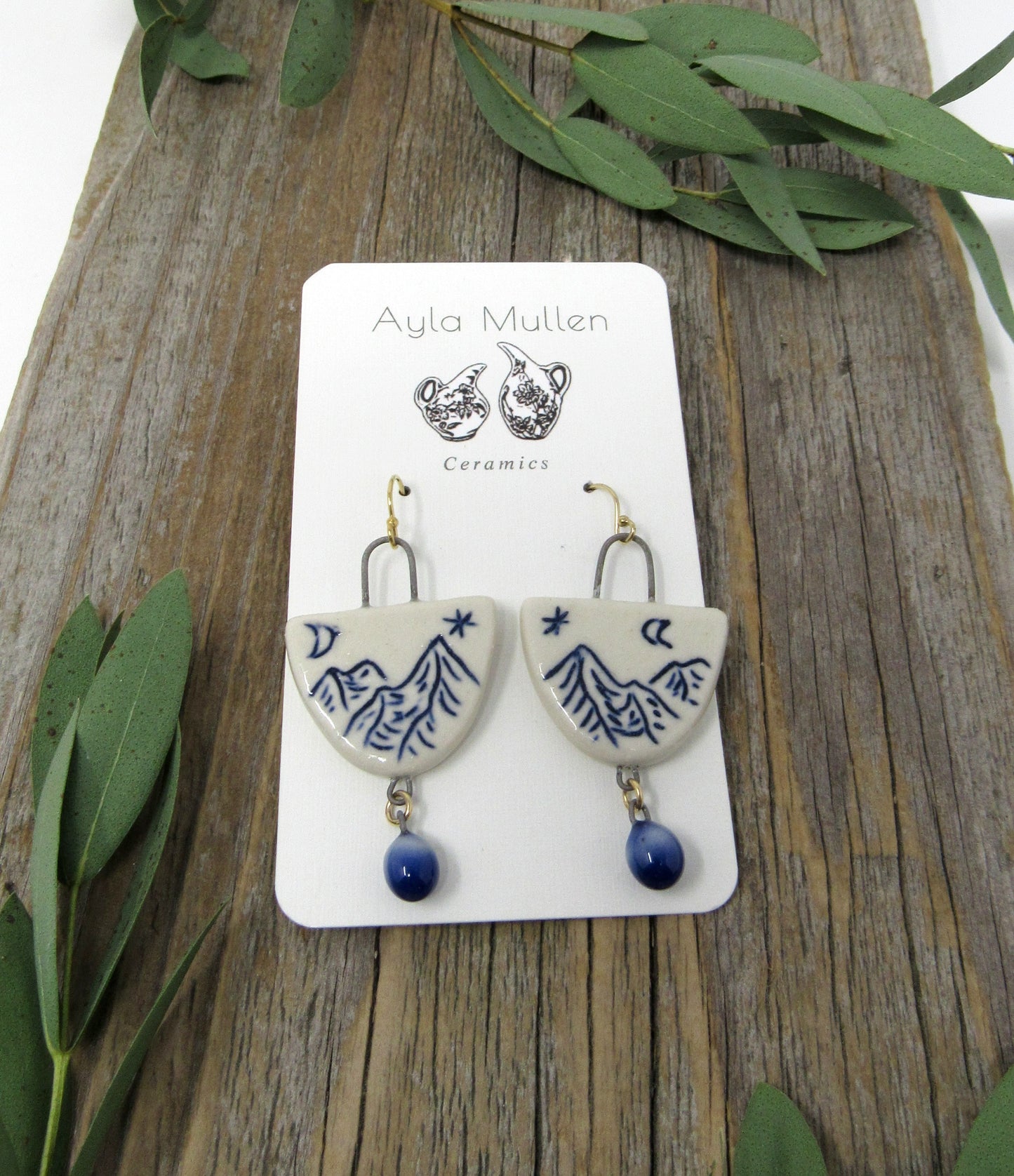 Medium Mountain Landscape Earrings with Dangles