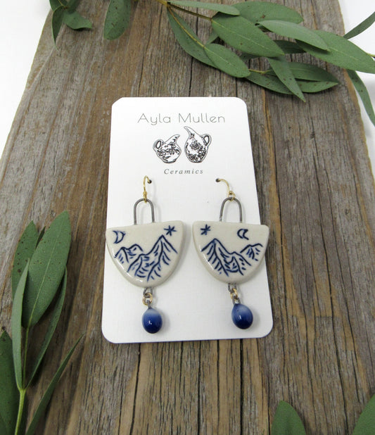 Medium Mountain Landscape Earrings with Dangles