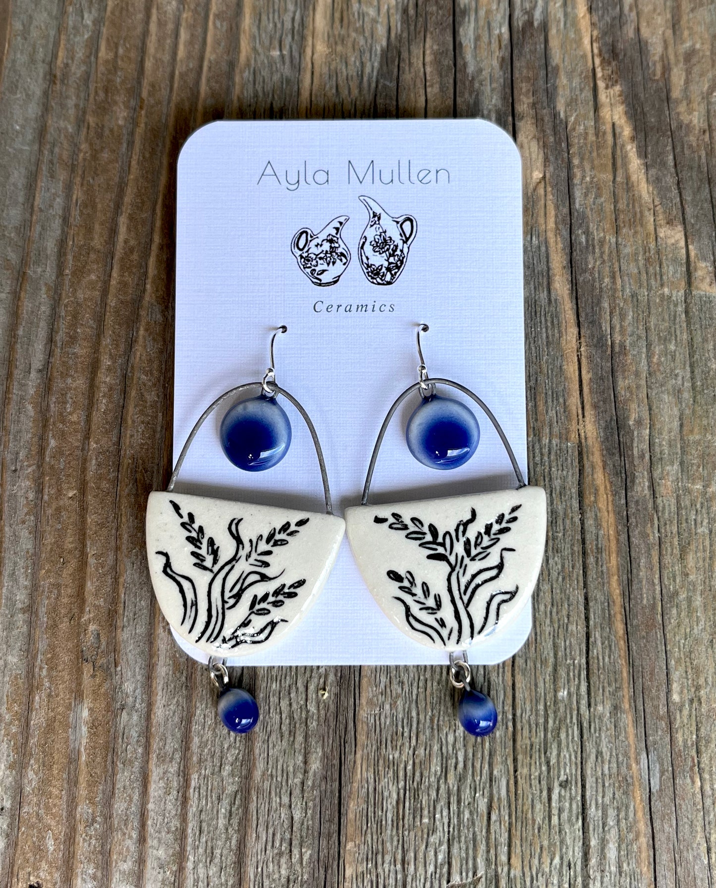 Large Wild Grass Arch Earrings with Dangles