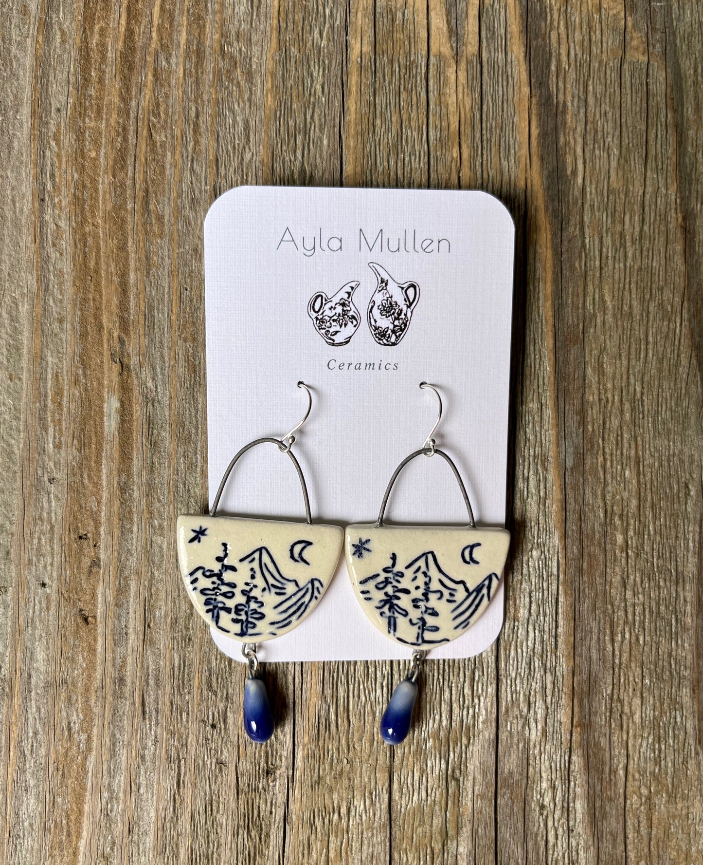 Mountain Landscape Earrings with Dangles