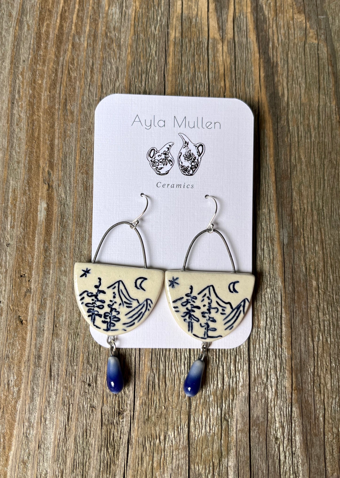 Mountain Landscape Earrings with Dangles