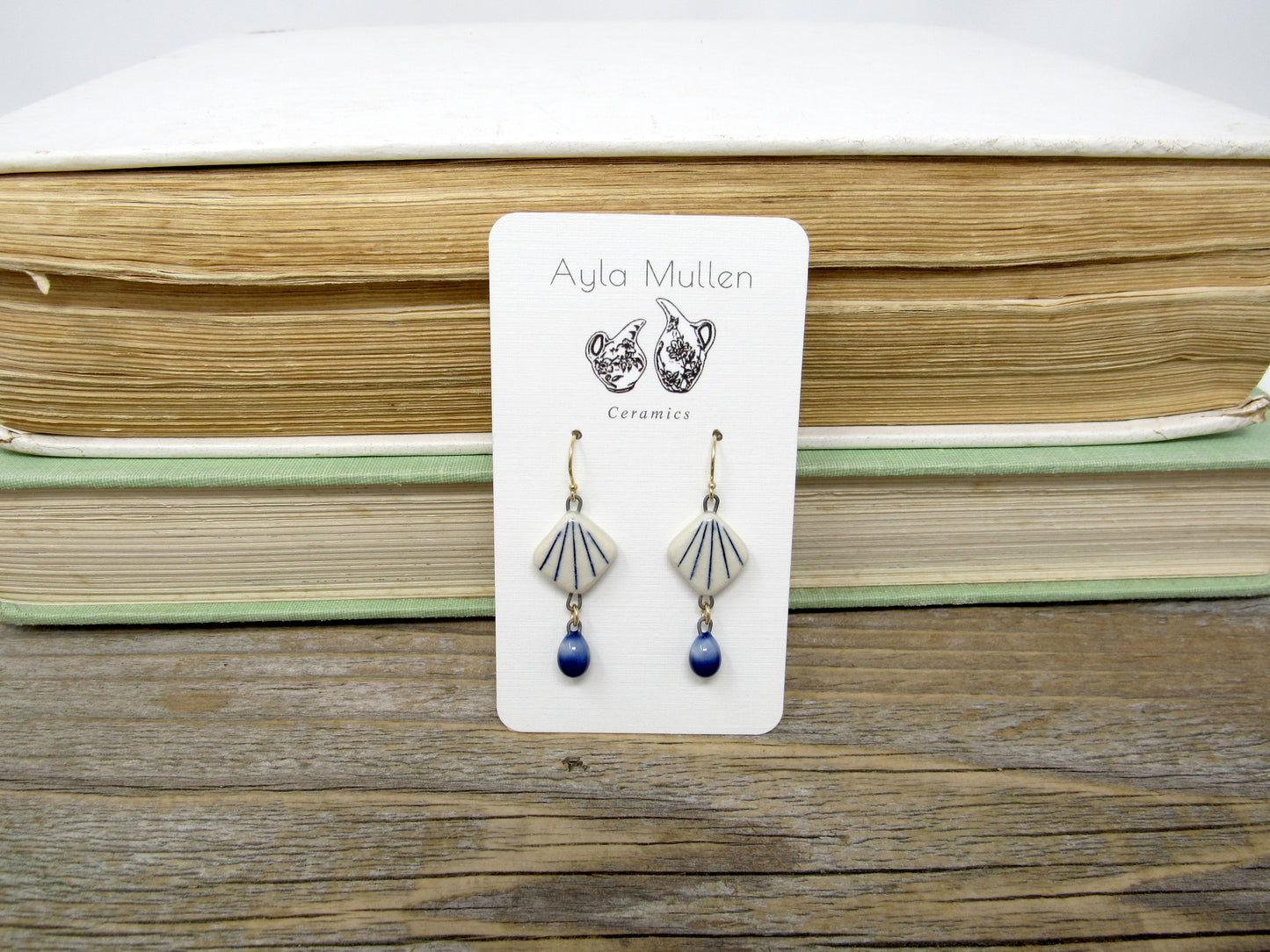 Striped Fan Earrings with dangles