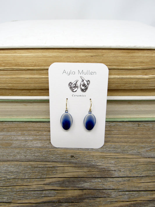 Tiny Oval Cobalt Earrings