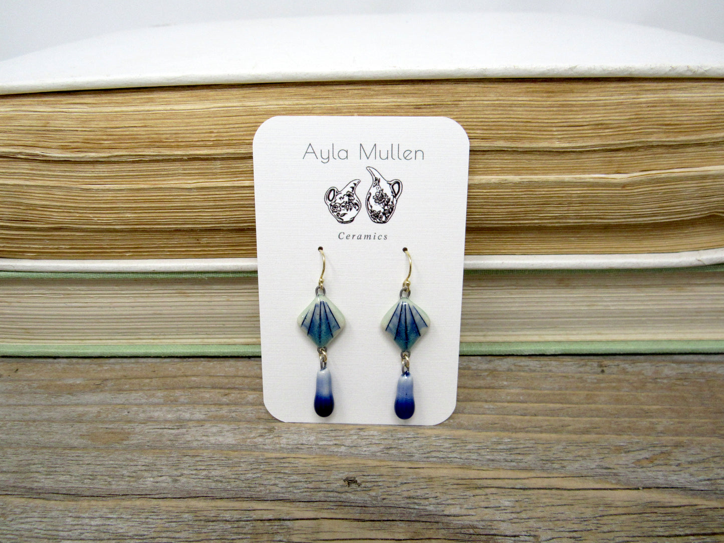 Striped Fan Earrings with dangles