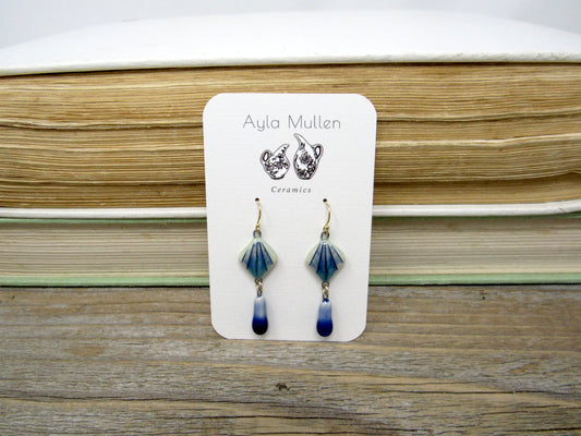 Striped Fan Earrings with dangles