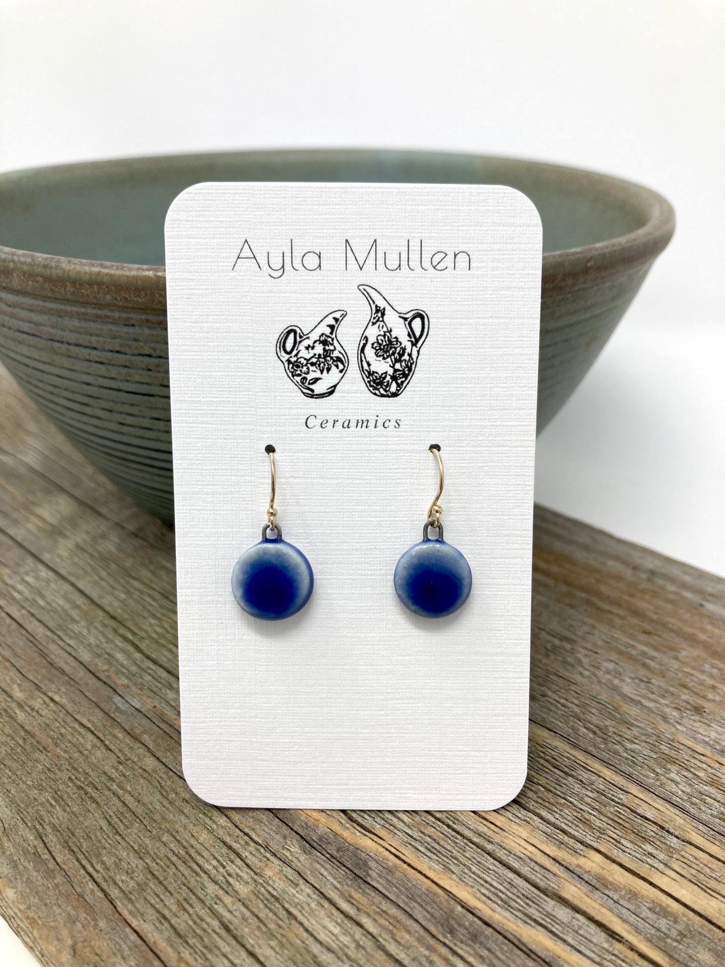 Tiny Cobalt Disc Earrings