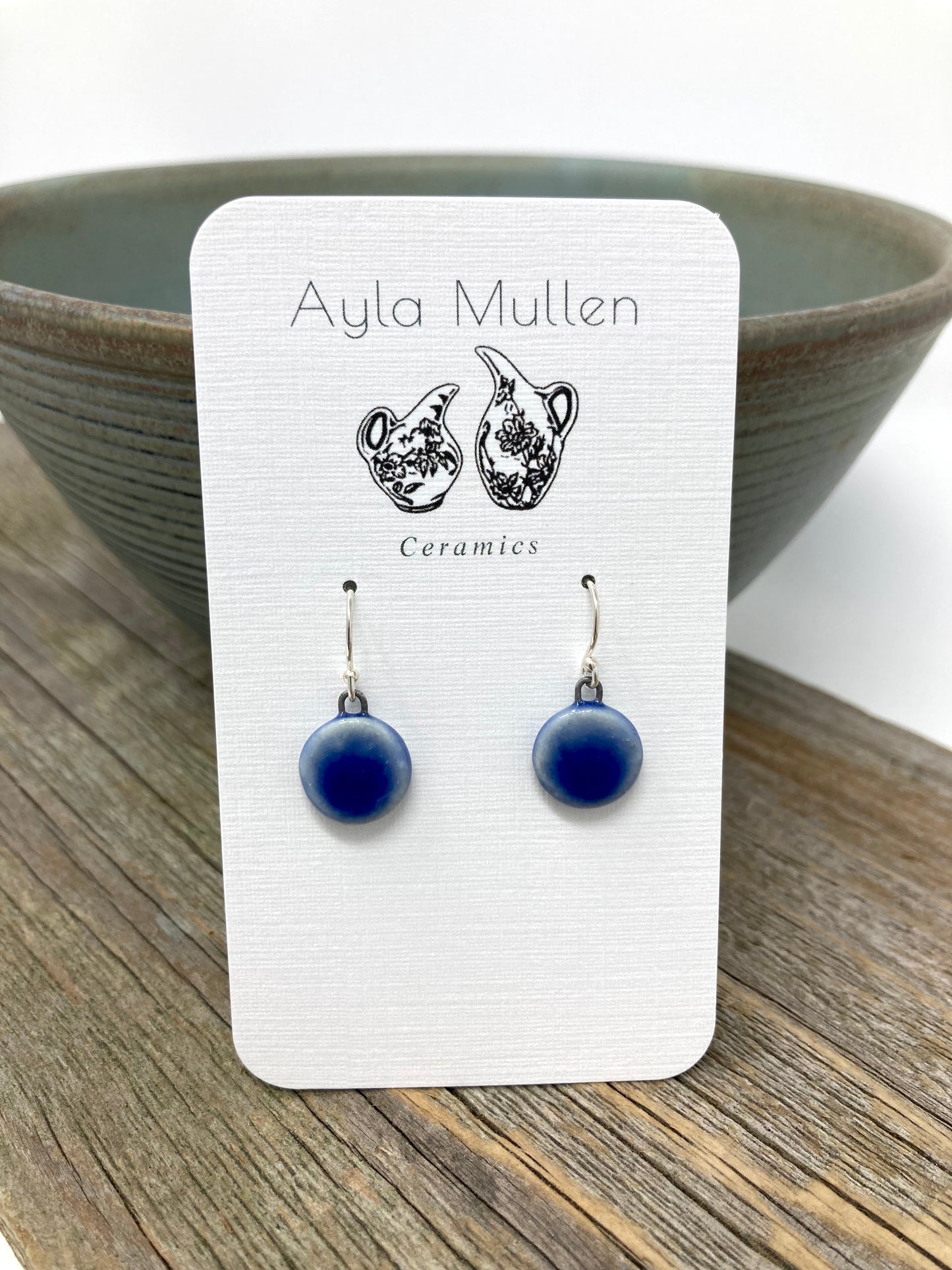 Tiny Cobalt Disc Earrings