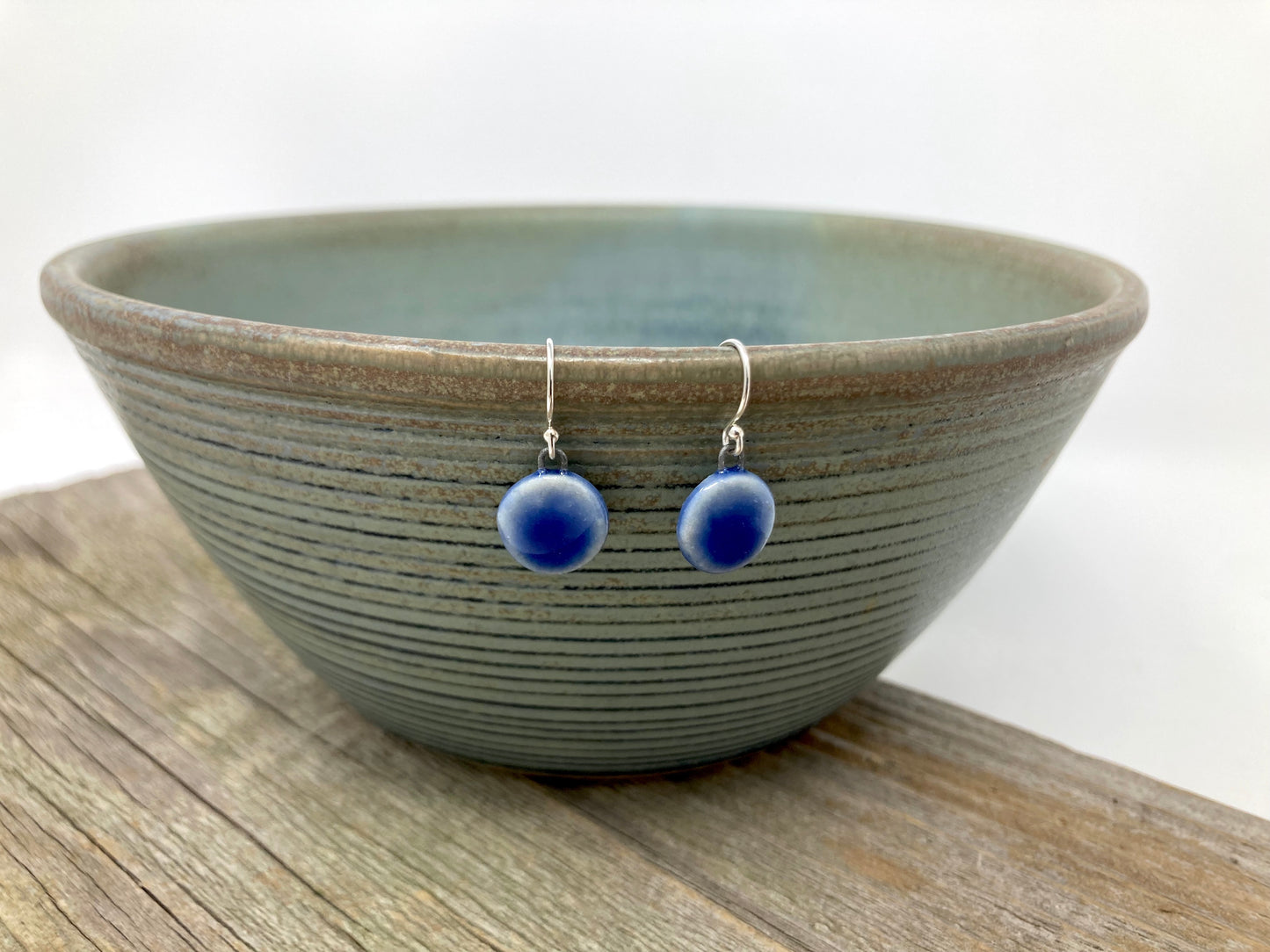 Tiny Cobalt Disc Earrings