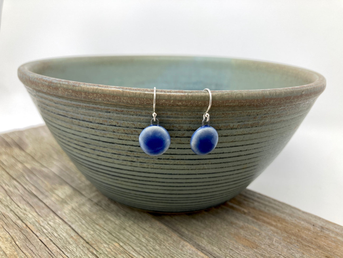 Tiny Cobalt Disc Earrings