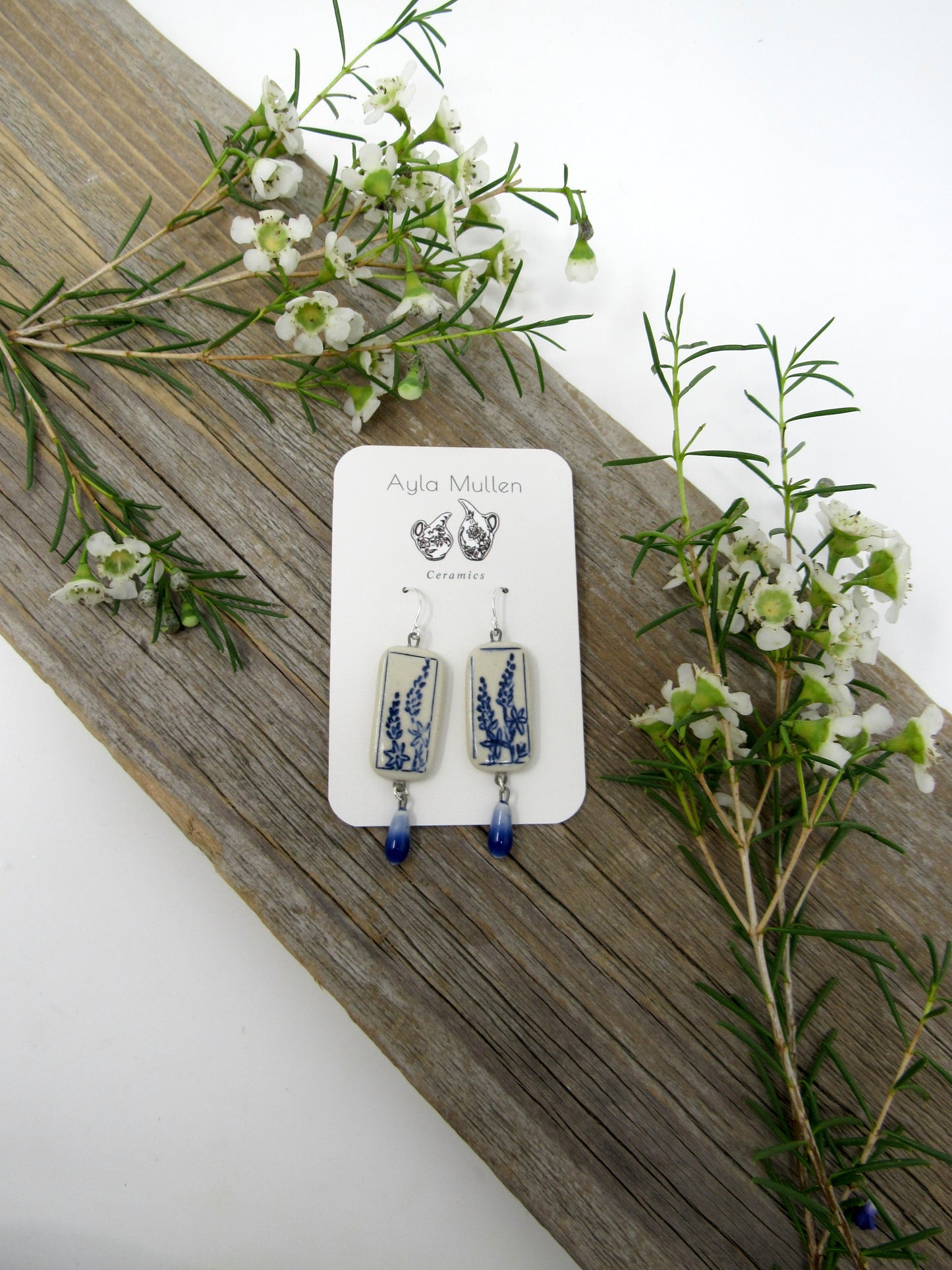 Lupine Flower Earrings with Dangles #1