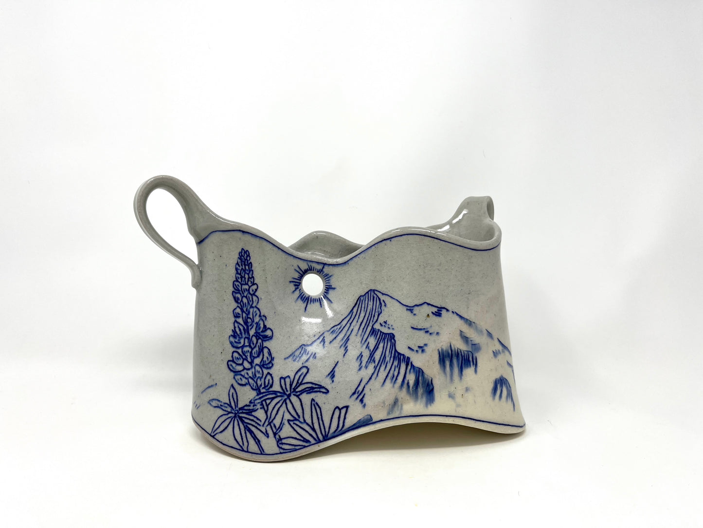 Mountain Landscape Vase with Wildflowers