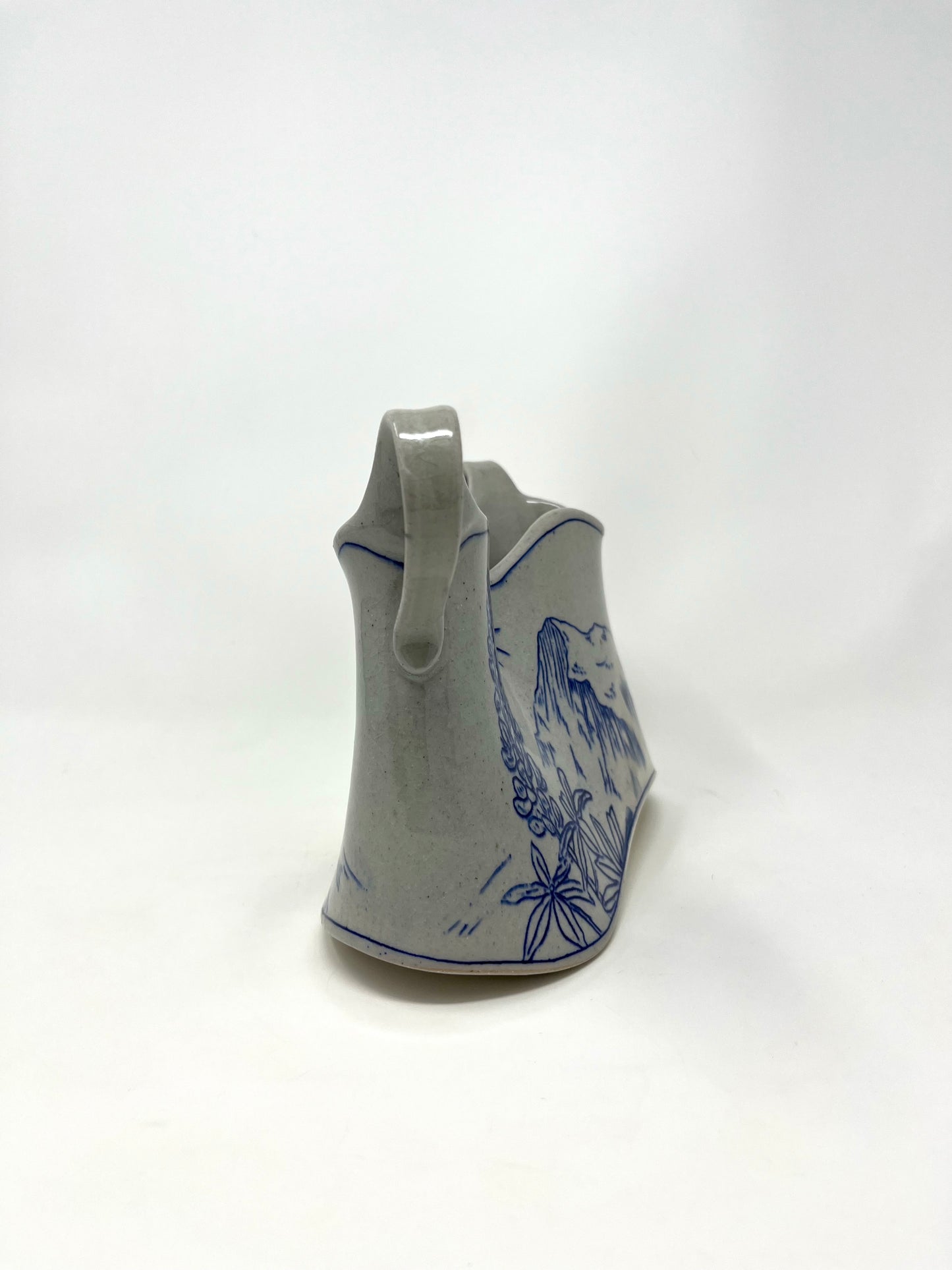 Mountain Landscape Vase with Wildflowers