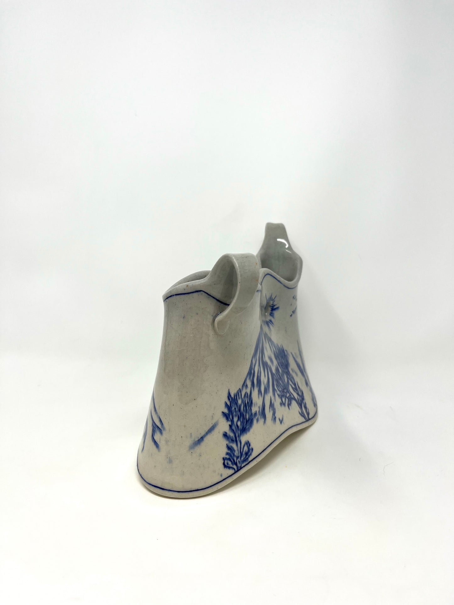 Mountain Landscape Vase with Wildflowers
