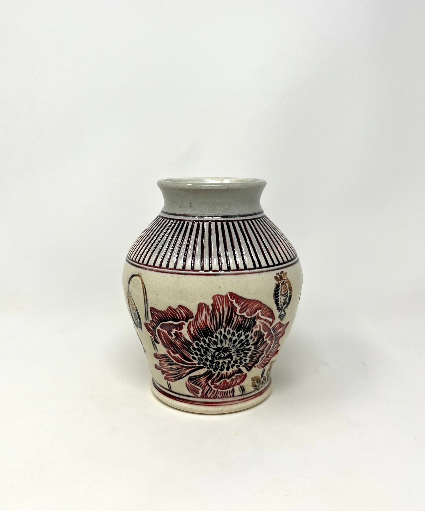 Carved Poppy Vase #3