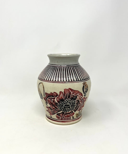 Carved Poppy Vase #3